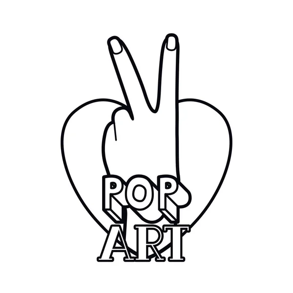 Main avec signe de paix et amour pop art — Image vectorielle