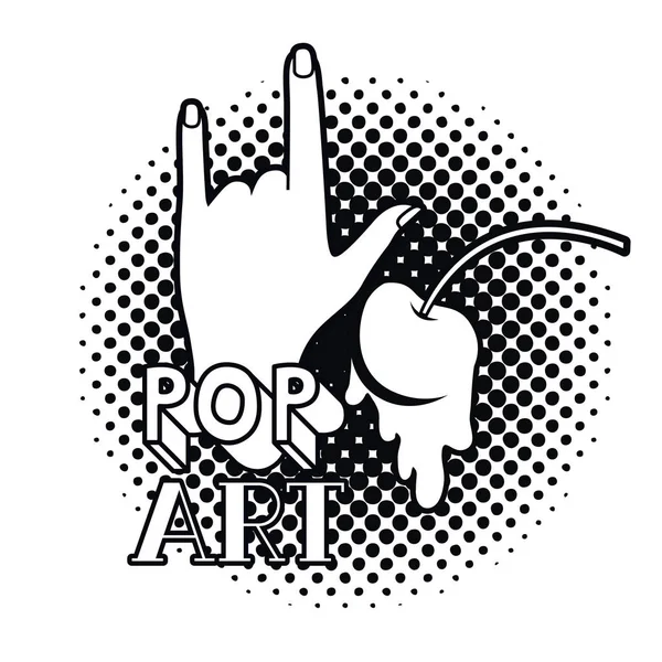 Hand mit Zeichen Rock Pop Art — Stockvektor