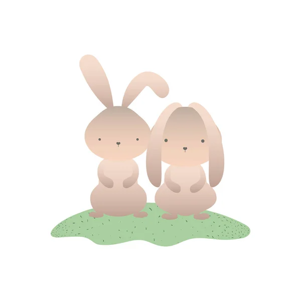 Sevimli tavşanlar izole simgesi — Stok Vektör