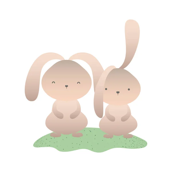 Cute rabbits isolated icon — Stock Vector