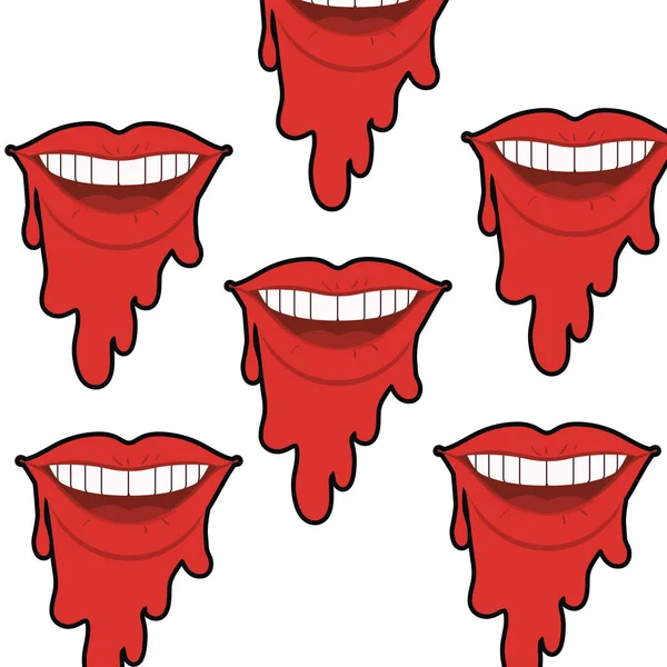 Motif bouche féminine style pop art — Image vectorielle