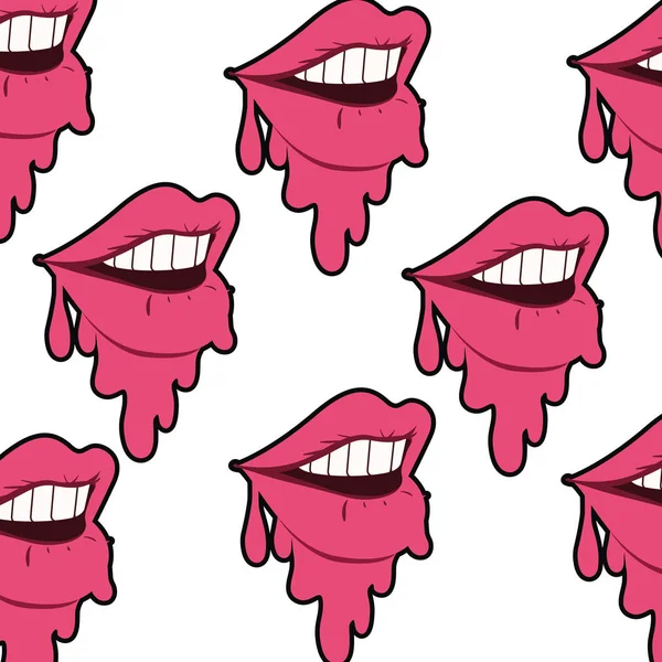 Motif bouche féminine style pop art — Image vectorielle