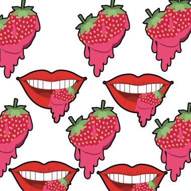 desen kadın ağız çilek ile damlama