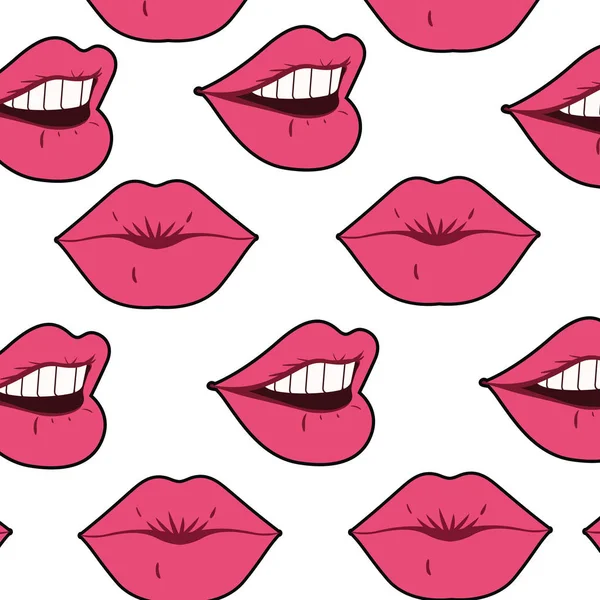 Modello bocca femminile stile pop art — Vettoriale Stock