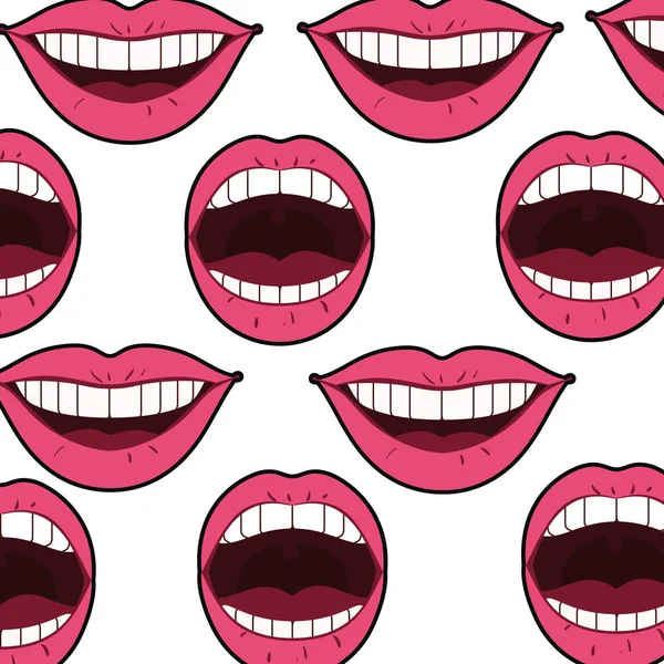 Візерунок жіночий рот поп-арт стиль — стоковий вектор