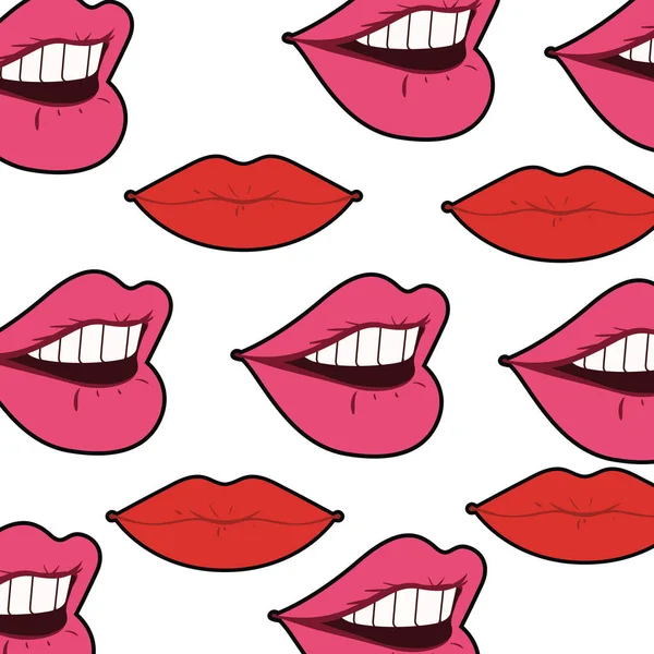 Візерунок жіночий рот поп-арт стиль — стоковий вектор