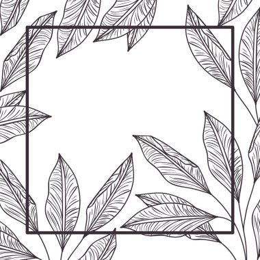 dal ve yaprak çerçeve izole simgesiyle