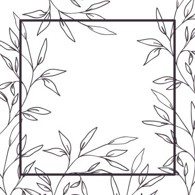 dal ve yaprak çerçeve izole simgesiyle