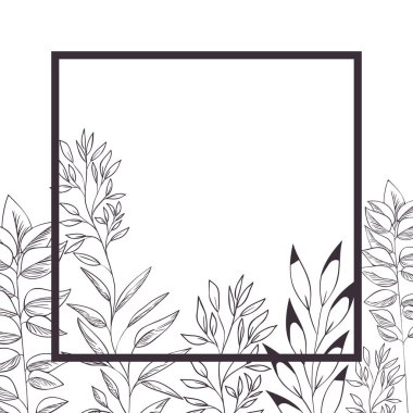 dal ve yaprak çerçeve izole simgesiyle