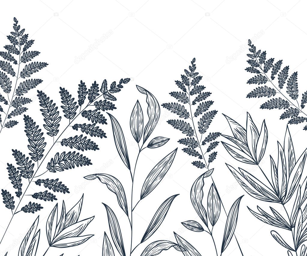 pattern flowers and leafs isolated icon vector illustration desing