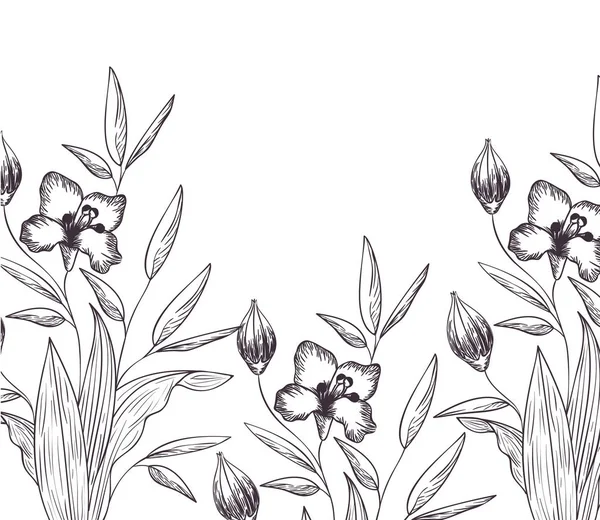 Візерунок квіти і листя ізольовані значок — стоковий вектор