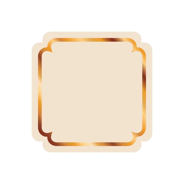 Elegant frame golden isolated icon — Stock Vector