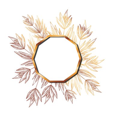 bitkiler ve otlar izole simge vektör çizim ile çerçeve tasarımı