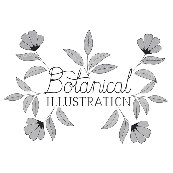 Etiqueta de ilustración botánica con plantas — Vector de stock