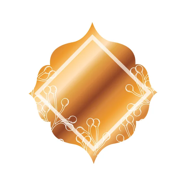 Elegant frame golden isolated icon — Stock Vector