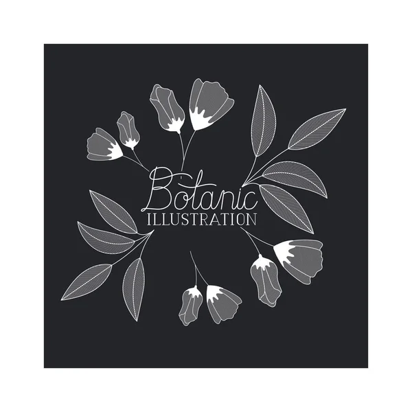 Etichetta illustrazione botanica con piante — Vettoriale Stock