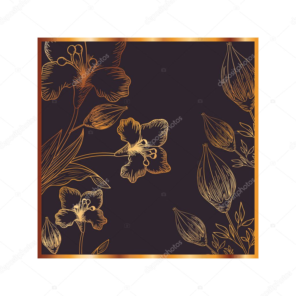 pattern flowers and leafs isolated icon