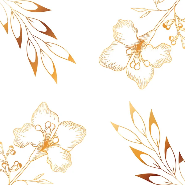 Mönster av blommor och blad isolerade ikonen — Stock vektor