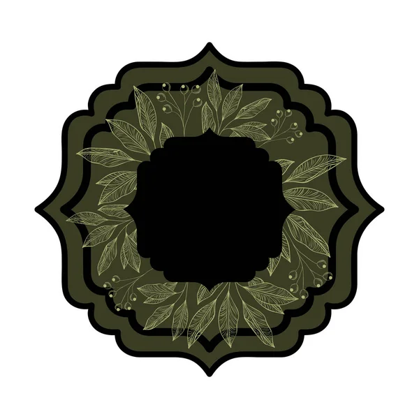Cadre avec des plantes et des herbes icône isolée — Image vectorielle