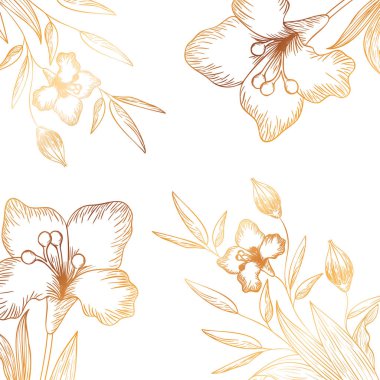 çiçek desen ve izole simgesi yapraklar