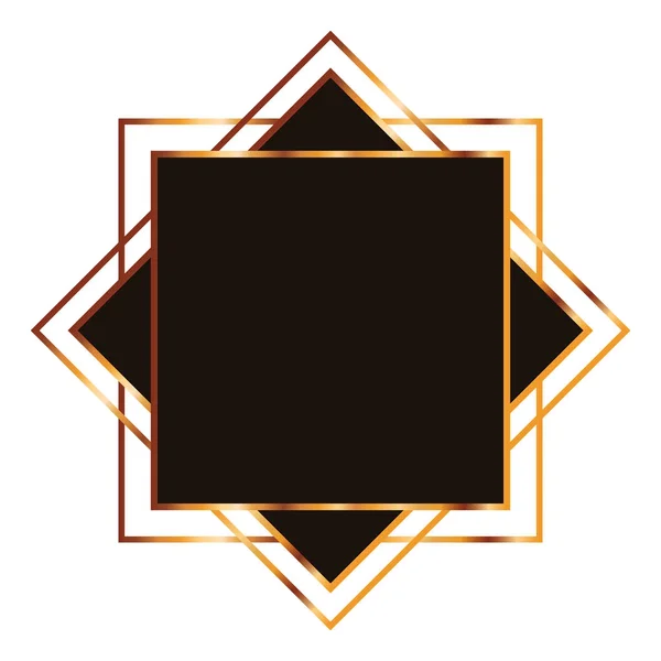 Золотой квадрат с иконкой рамки — стоковый вектор