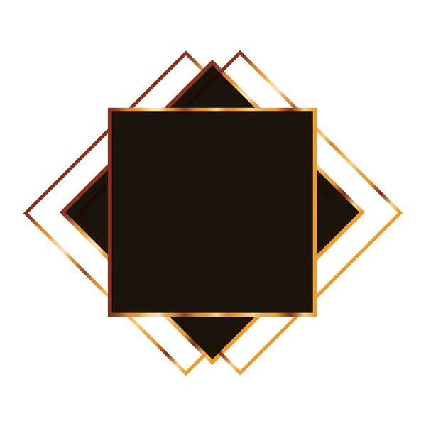 Золотой квадрат с иконкой рамки — стоковый вектор