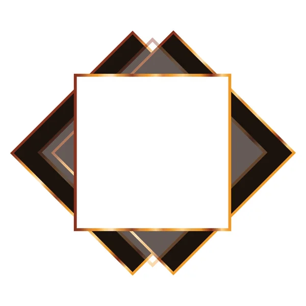 Quadrado dourado com ícone de quadro — Vetor de Stock