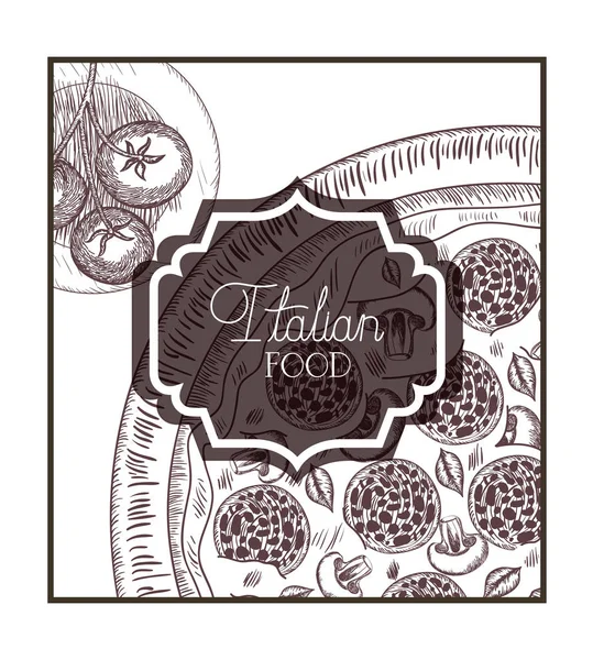 Elegant frame victorian with italian food — Stock Vector
