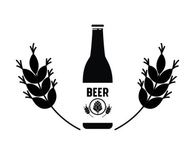 şişe bira ve buğday izole simgesinin