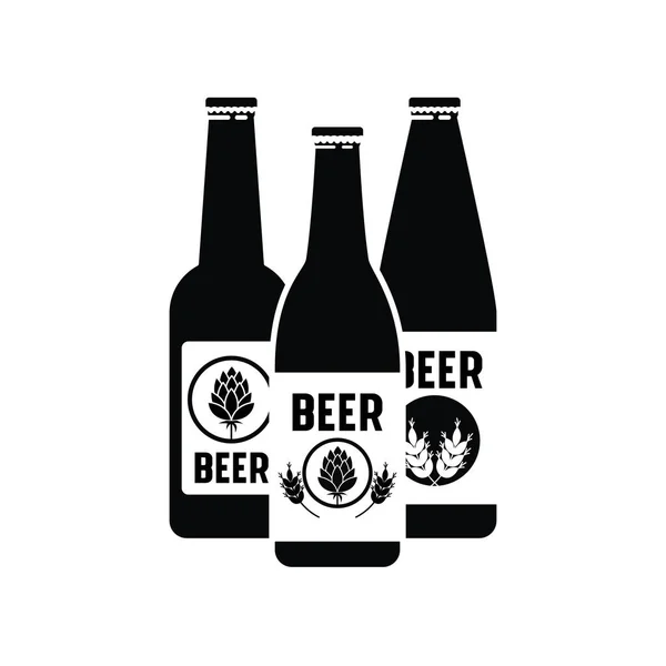 Bierflaschen isoliert Ikone — Stockvektor