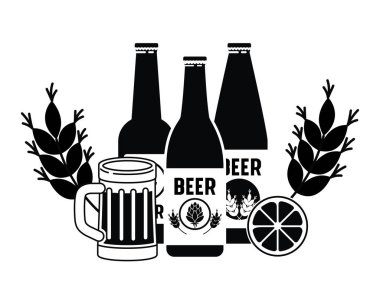 şişe bira ve cam izole simgesinin