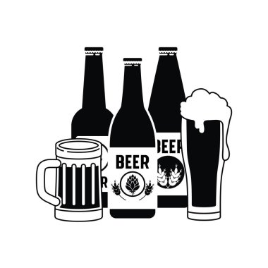 şişe bira ve cam izole simgesinin