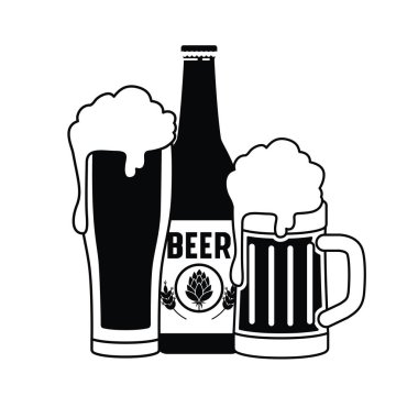 şişe bira ve cam izole simgesinin