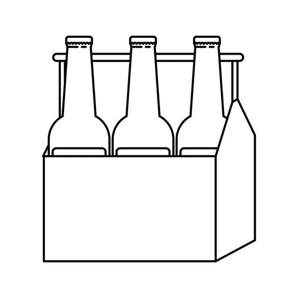 Boîte avec des bouteilles de bière icône isolée — Image vectorielle