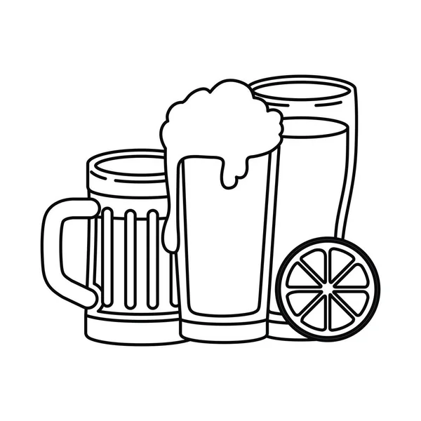 Birra con icona isolata in schiuma — Vettoriale Stock