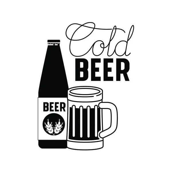 Zimne piwo etykieta ikona na białym tle — Wektor stockowy