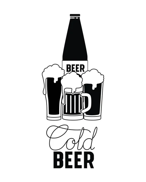 Soğuk bir bira etiket izole simgesi — Stok Vektör
