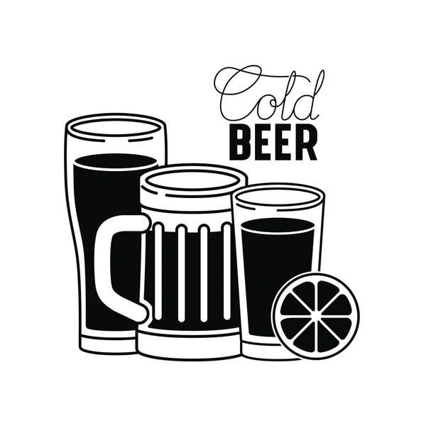 Étiquette de bière froide icône isolée — Image vectorielle