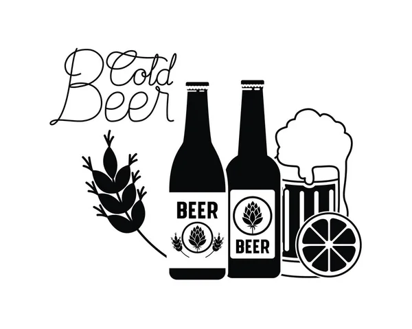 Ícone isolado de etiqueta de cerveja fria — Vetor de Stock