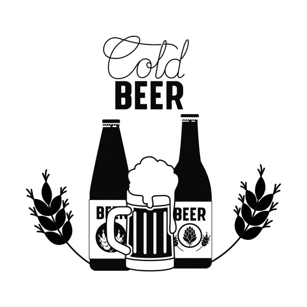 Cold beer label isolated icon — Stock Vector