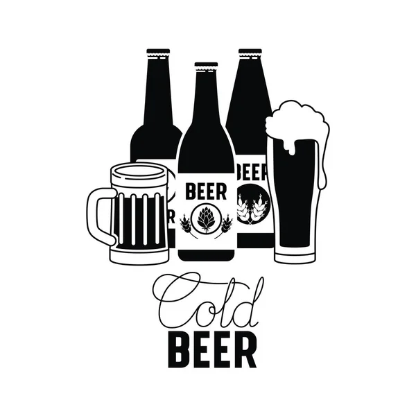 Étiquette de bière froide icône isolée — Image vectorielle