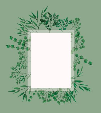 laurel ile kare çerçeve yapraklar