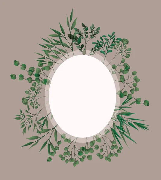 Cadre circulaire avec feuilles de laurier — Image vectorielle