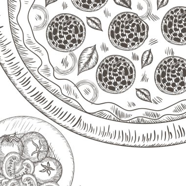 İtalyan pizza desen izole simgesi