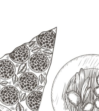 İtalyan pizza desen izole simgesi