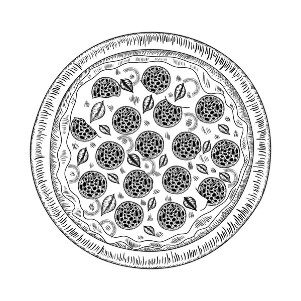 Heerlijke Italiaanse pizza geïsoleerde pictogram — Stockvector