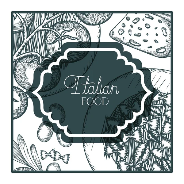 Κομψή κορνίζα βικτοριανό με ιταλικό φαγητό — Διανυσματικό Αρχείο