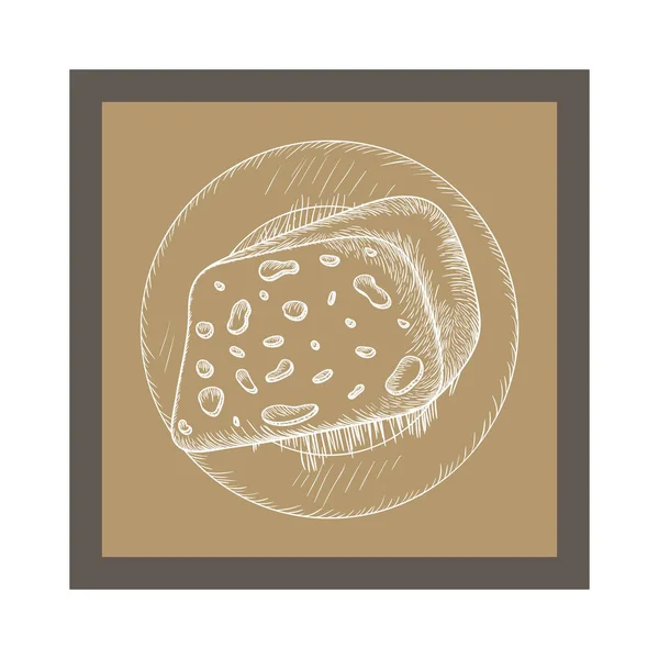 Delicioso queijo no ícone de desenho — Vetor de Stock