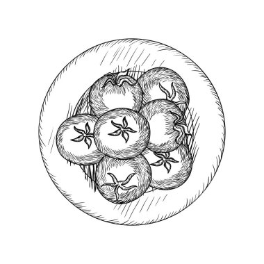 lezzetli domates izole simgesi çizim