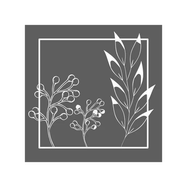 Patrón flores y hojas icono aislado — Archivo Imágenes Vectoriales